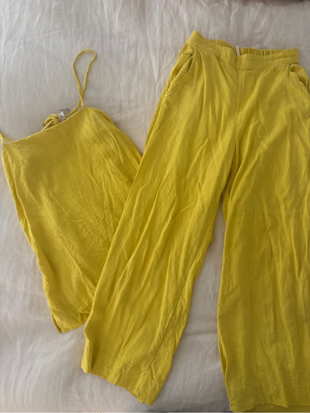 Free People Bright Yellow Linen Set
